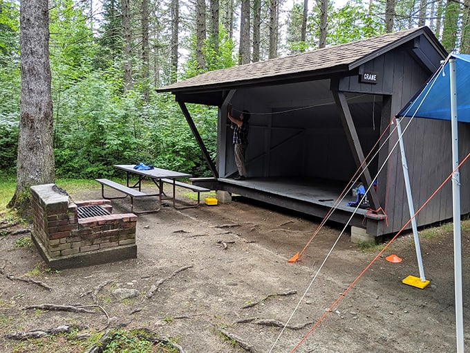 Crane's cozy corner: This lean-to proves that sometimes the best room with a view doesn't need walls or Wi-Fi.