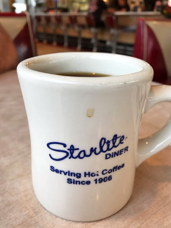 Serving hot coffee since 1966? That's a lot of refills! This mug isn't just holding java, it's holding over half a century of Flint's history.