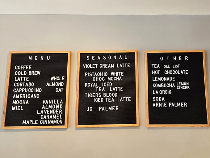 "Decisions, decisions..." This menu board is a choose-your-own-adventure of caffeinated delights. From classic brews to fancy lattes, there's a cup for every plot twist.