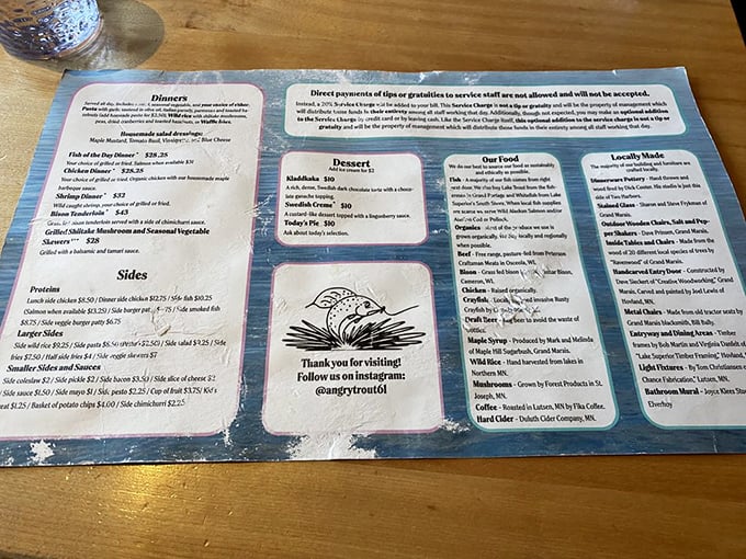 A menu that reads like a love letter to Lake Superior. Warning: May cause spontaneous 