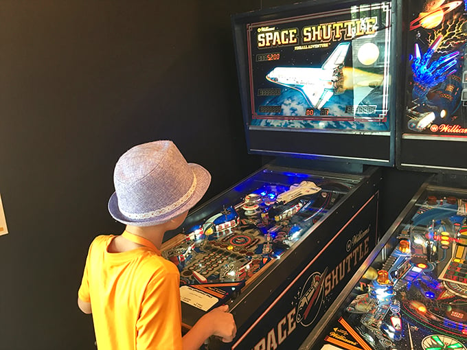 Space Shuttle, engage! This little astronaut is about to embark on a pinball mission that's out of this world.