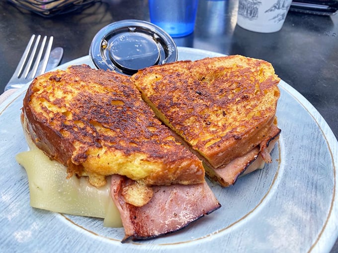 Holy moly, it's the Monte Cristo's hip Vermont cousin! This golden-brown beauty is what breakfast sandwiches dream of becoming.