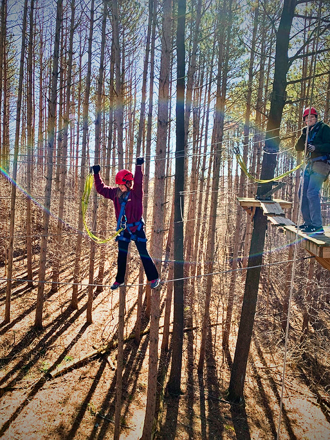 Walking the line between exhilaration and terror, this tightrope course turns even the clumsiest of us into graceful acrobats... well, almost.