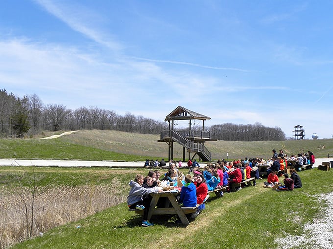 Al fresco dining with a side of excitement! This picnic area offers the perfect vantage point to watch fellow adventurers and plot your next conquest.