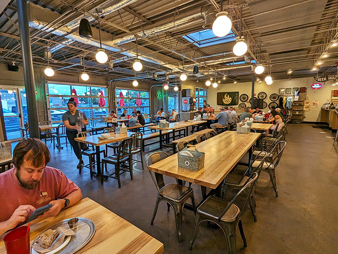 Welcome to the pizza party palace! With its industrial-chic vibe and communal tables, Old Scratch feels like the coolest garage sale you've ever attended.