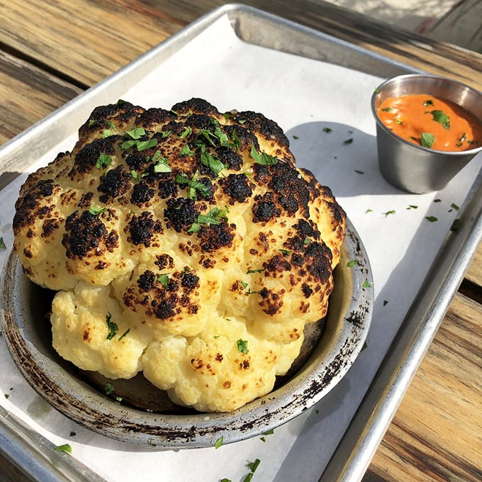 Cauliflower transformation station! This roasted beauty is so good, it might make you forget about pizza... almost.