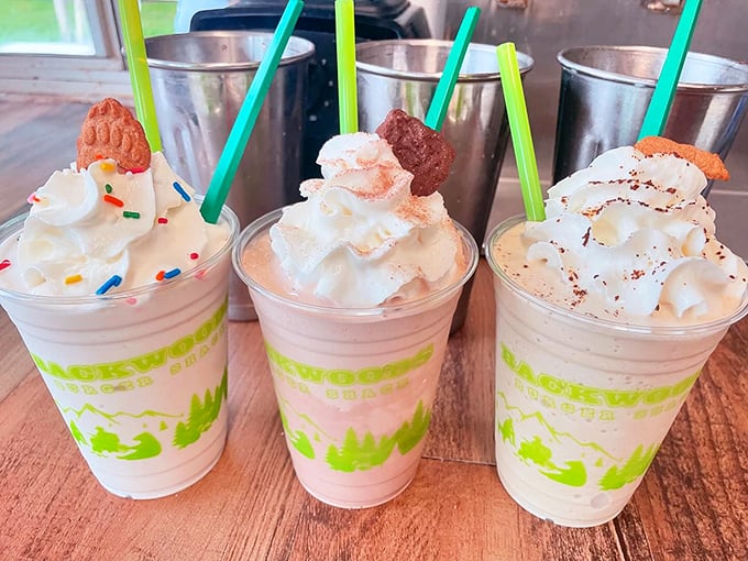 These milkshakes don't just bring folks to the yard – they bring them through miles of Maine forest for a taste of heaven. Photo credit: Backwoods Burger Shack