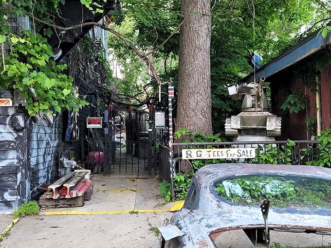 Rusty cars and mystery jars - this place is like your eccentric uncle's garage sale, but with more potential for paranormal activity. Photo credit: The Scare Factor