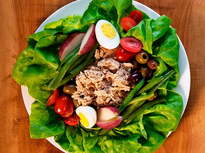A Nicoise-inspired salad that brings Mediterranean sunshine to the Maine coast. Photo credit: Beach Pea Baking Co