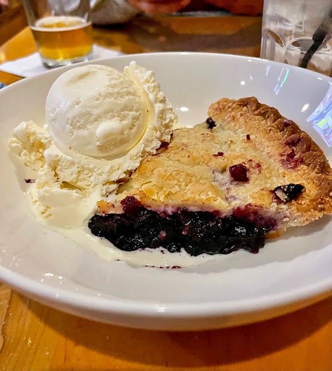 This slice of wild blueberry pie with vanilla ice cream is what summer memories in Maine are made of. Photo credit: Peter Sanchez