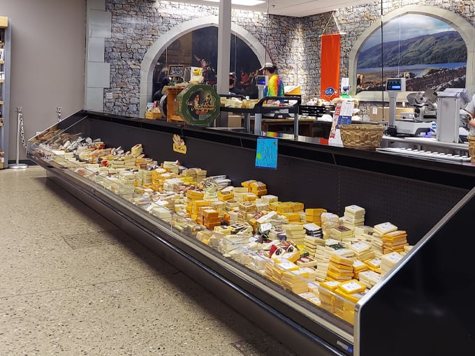 Cheese as far as the eye can see! This counter is like a treasure chest for turophiles, each wedge and wheel a potential new obsession. 