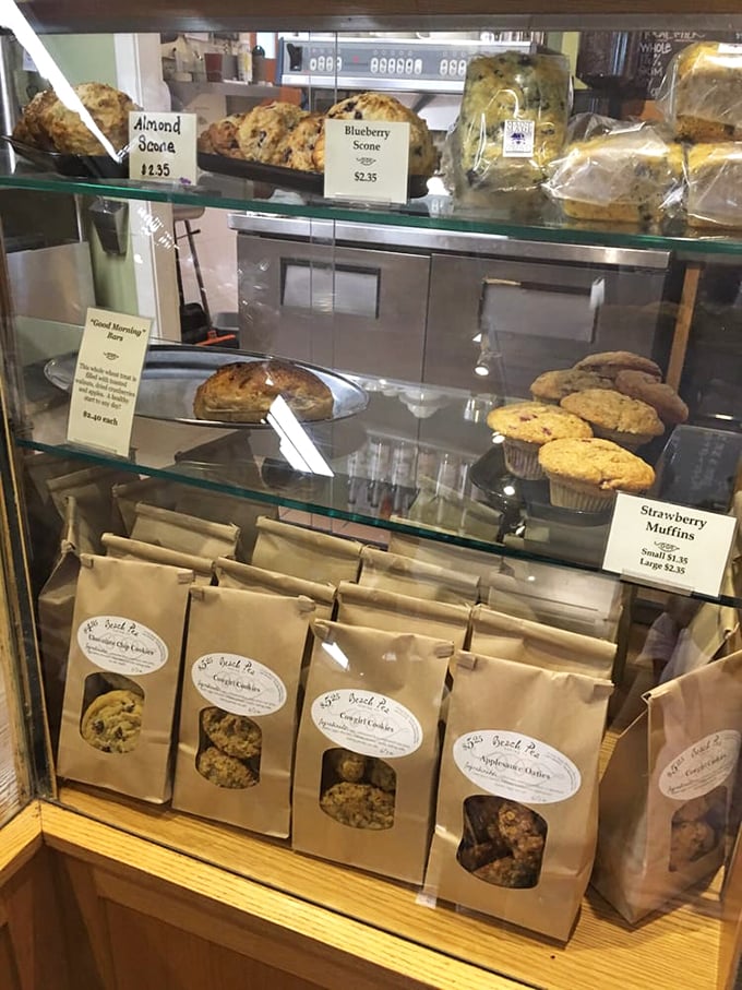 A pastry lover's treasure chest! From scones to muffins, this case is packed with more morning motivation than a triple-shot espresso. Rise and shine, indeed! Photo credit: Judy C.