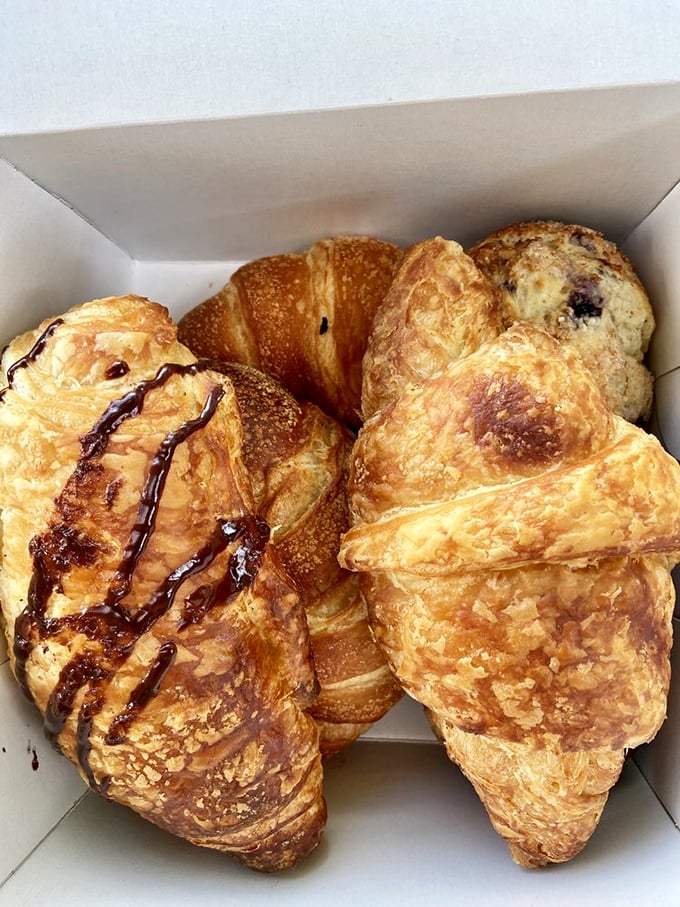 Croissant central! Whether you're a purist or a chocolate lover, these flaky crescents are ready to make your breakfast dreams come true. Photo credit: Amy H.