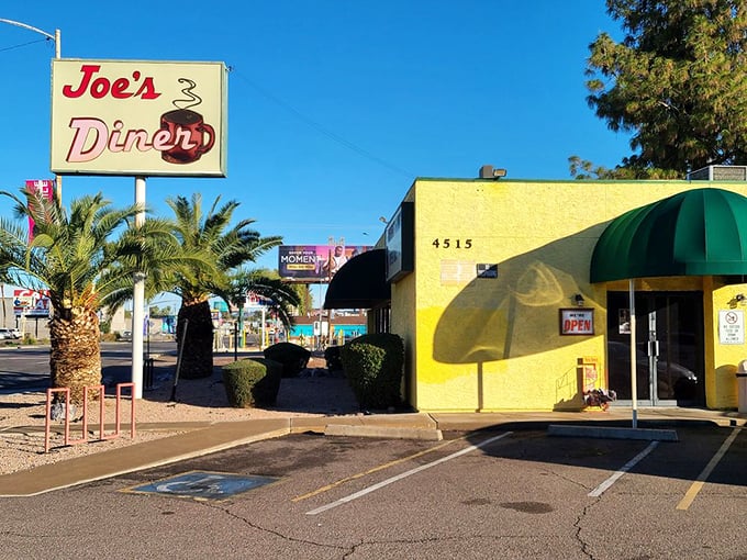 Sunshine on a corner! Joe's yellow exterior is like a beacon for hungry travelers and locals alike.