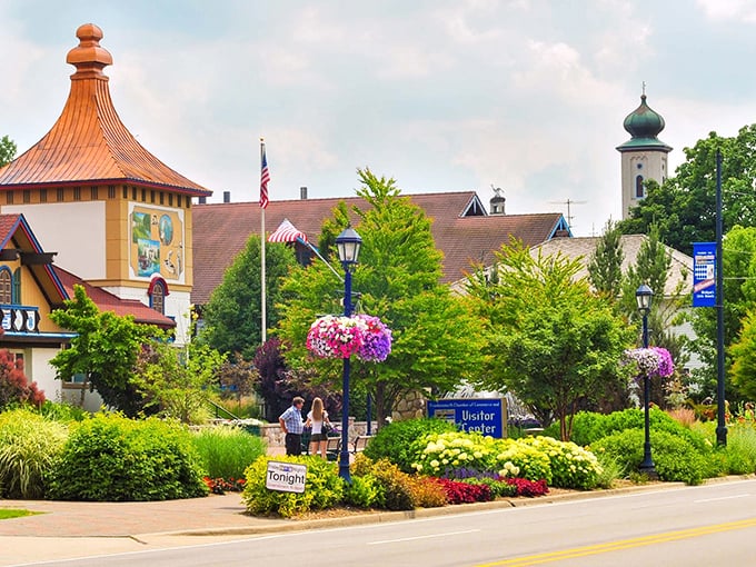 Blooming beautiful! Frankenmuth's flower-lined streets and charming facades make you feel like you've stepped into a postcard.