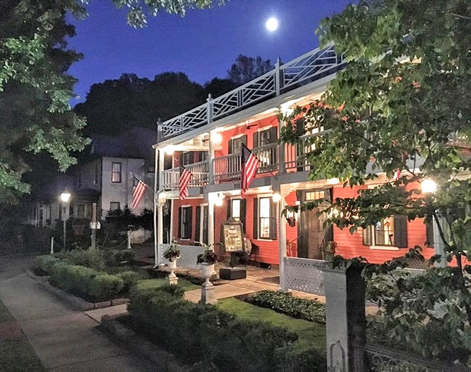 Colorful by day, creepy by night! The Buxton Inn serves up history with a side of goosebumps.