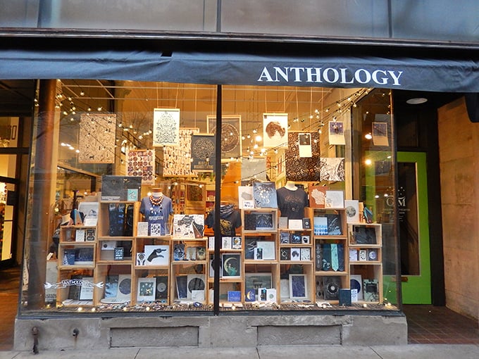 Anthology: A paper lover's paradise. This window display is more colorful than a bag of Skittles!