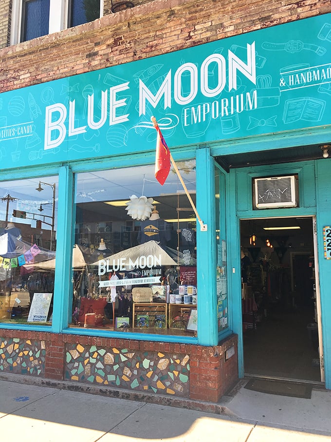 Blue Moon Emporium: A splash of turquoise in downtown Appleton. This storefront is more inviting than a plate of warm cookies!