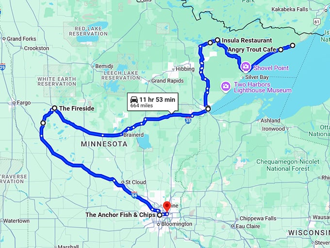 mouthwatering road trip minnesota map