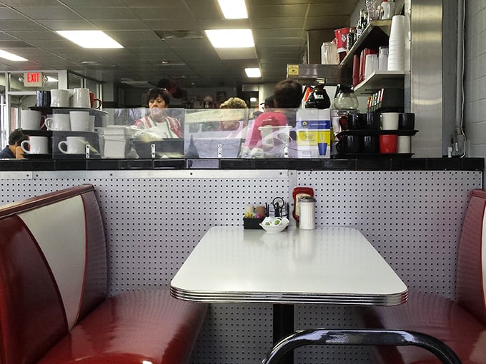 Step into a time machine disguised as a diner. Chrome, vinyl, and the promise of comfort food transport you faster than a New York minute.