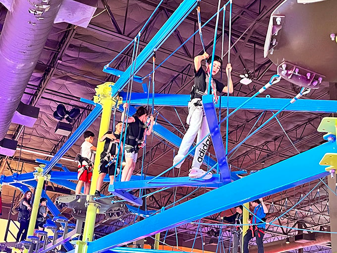 Calling all mini-ninjas! This gravity-defying playground will have kids (and brave adults) swinging like Spider-Man on vacation.