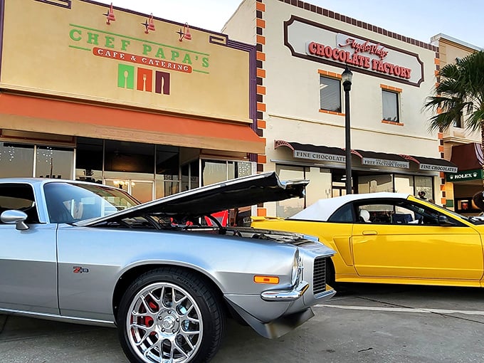 Chocolate and classic cars: A match made in heaven. This scene is sweeter than a Beach Boys tune and twice as iconic.