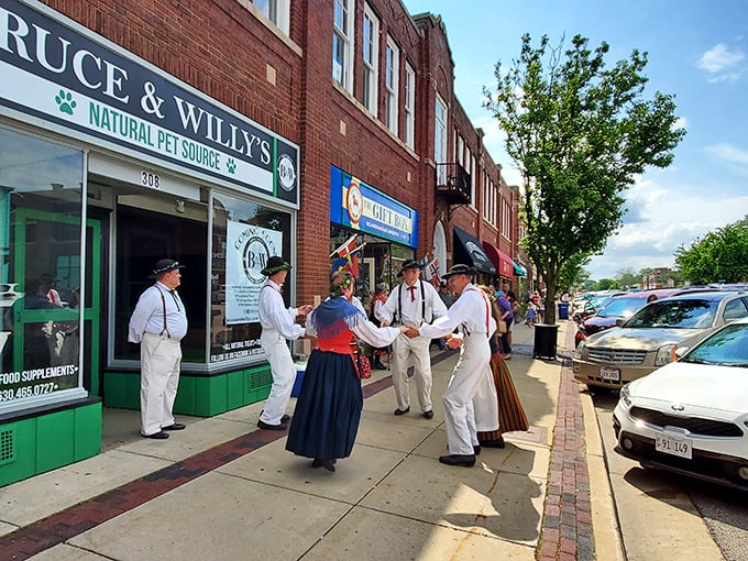 Time-travel, Geneva style! These dapper dancers are bringing a touch of old-world charm to the bustling streets of Illinois.