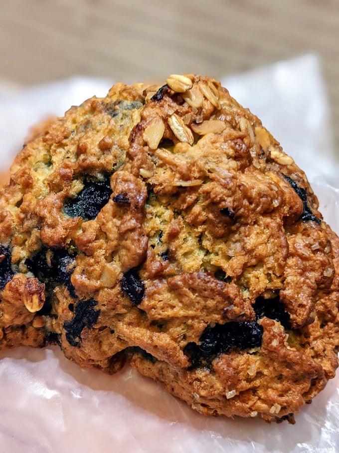 Blueberry bonanza! This scone looks like it's auditioning for the lead role in "Breakfast of Champions: The Musical."