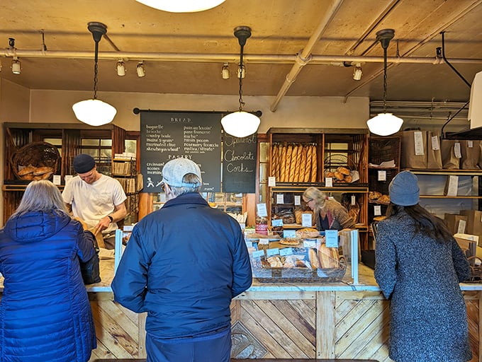 Bread heads unite! These customers know that good things come to those who wait... in line for freshly baked goodies.