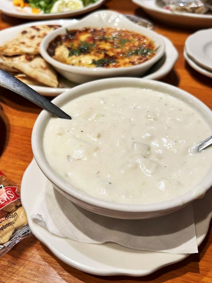 Dive into a bowl of pure comfort. This clam chowder is so rich and creamy, it could probably pay off your mortgage.