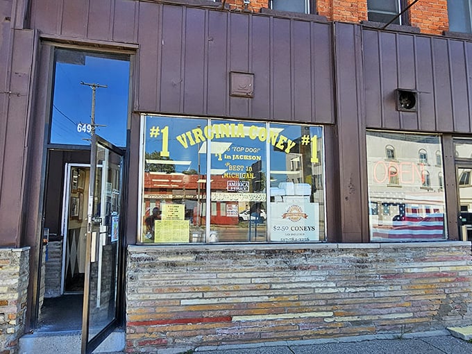 Where coney dreams come true! This storefront is like a portal to flavor town, inviting you to step in and indulge.