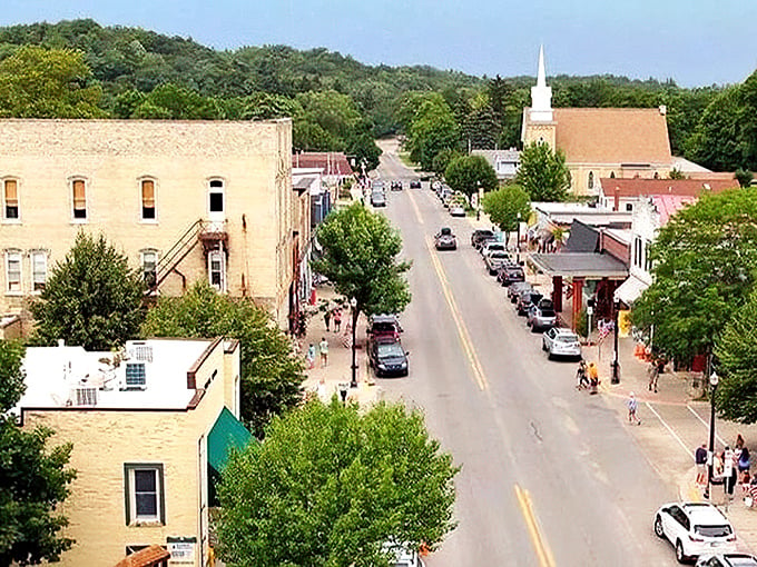 Main Street or time machine? Pentwater's downtown looks like it's straight out of a Norman Rockwell painting, minus the dial-up internet and plus some seriously good ice cream.