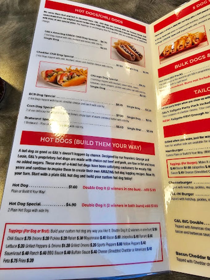 Decisions, decisions! This menu is a roadmap to flavor town, with each option more tempting than the last. Choose your own chili dog adventure!