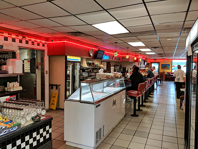 Where everybody knows your name... or at least your usual order. Cozy booths and counter seats await hungry patrons.