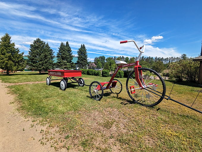 This oversized bike and wagon combo is wheel-y something! It's like "Honey, I Shrunk the Kids" meets "American Pickers" in the best possible way.