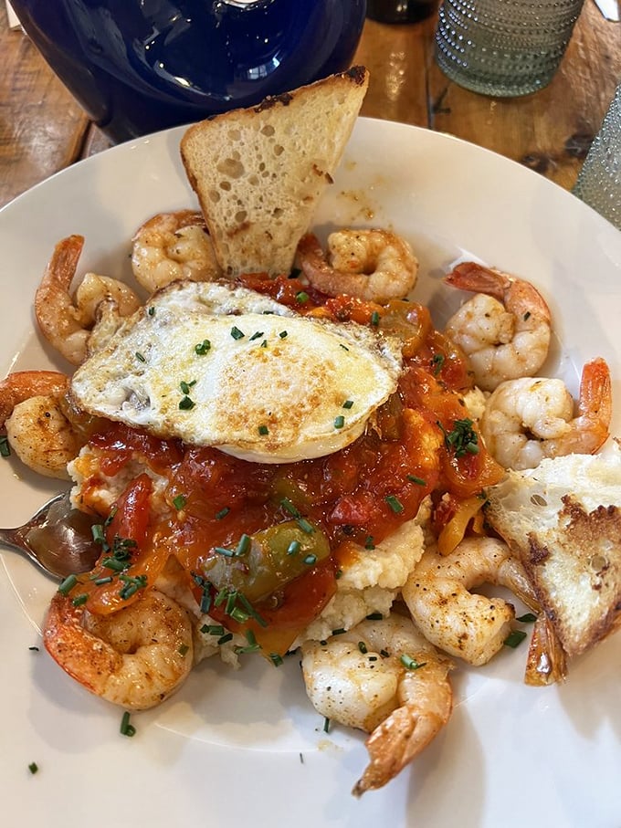 Shrimp and grits, or as I like to call it, "The South's Gift to Brunch." This plate is a flavor fiesta that'll make your taste buds do the cha-cha.