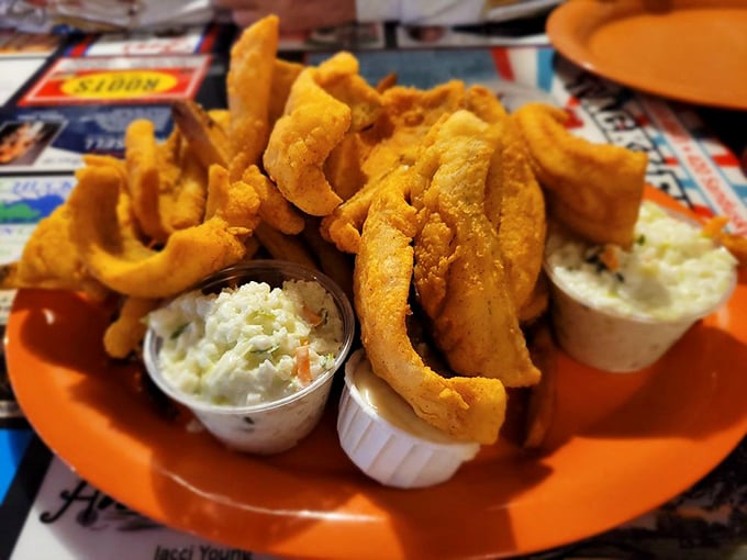 Golden-fried perfection on a plate! This perch dinner isn't just a meal, it's a crispy, flaky love letter to Lake Erie's finest.