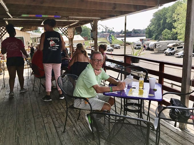 Riverside relaxation at its finest! This patio offers a perfect perch for people-watching and soaking up the Ohio sunshine.