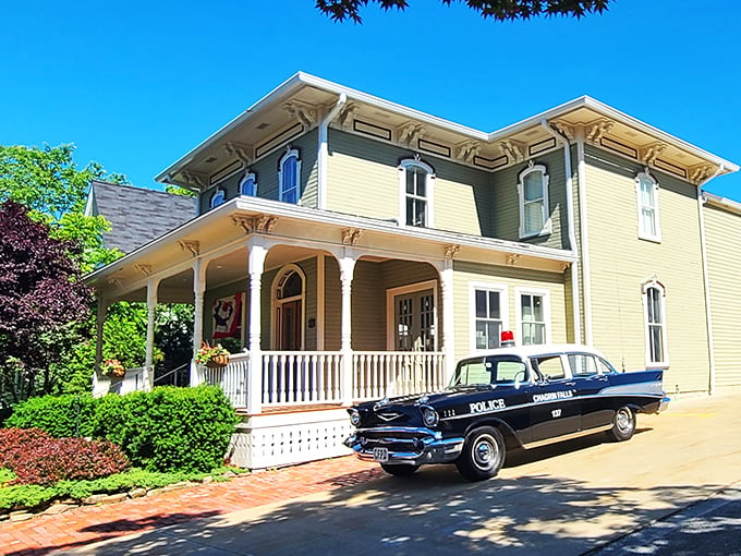 Victorian splendor meets small-town charm: This sunny yellow house could give the "Up" house a run for its money. Complete with a vintage police car, it's a time capsule of Americana.