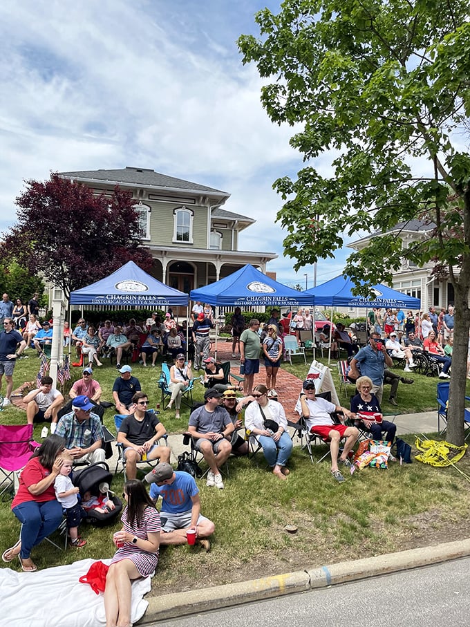 Community spirit in full bloom: Nothing says "small town charm" quite like a good old-fashioned gathering. With tents, chairs, and smiling faces, it's clear that Chagrin Falls knows how to party.