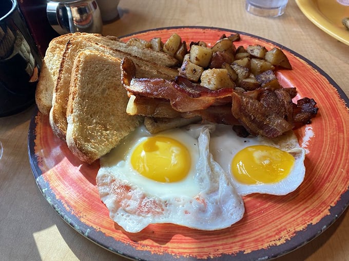 This isn't just breakfast—it's a full-scale assault on hunger. Surrender to the sunny-side-up goodness!