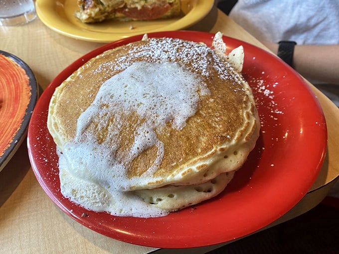 Behold, the pancake of your dreams! It's so fluffy, it might float away if not weighed down by syrup.