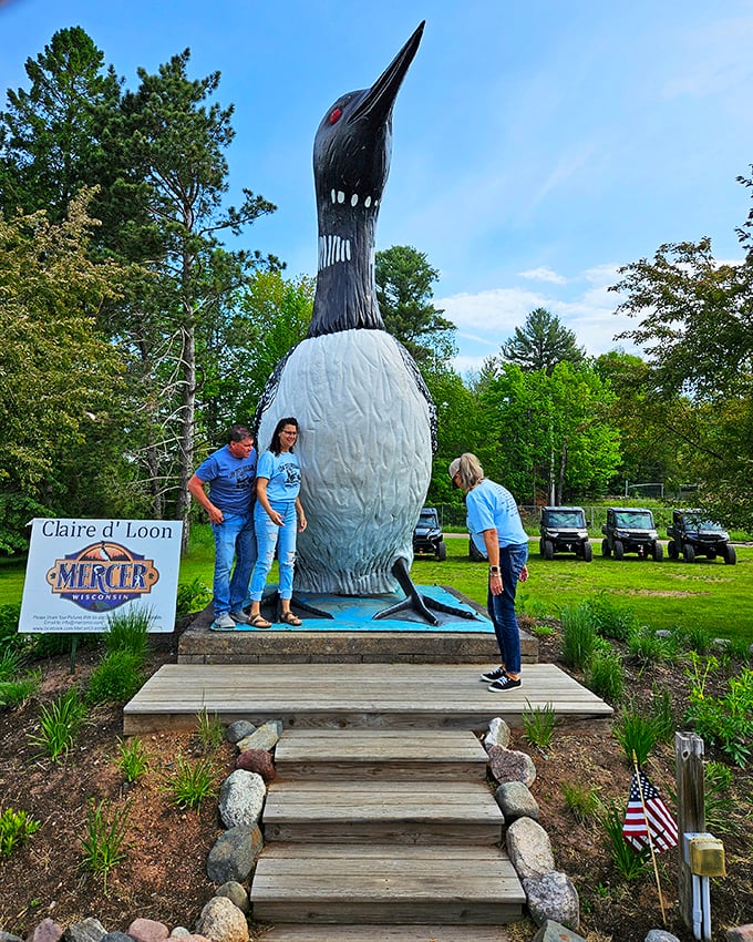 Talk about a bird's eye view! Claire's impressive stature gives new meaning to 'standing head and shoulders above the rest.