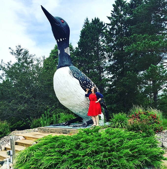 Size matters when you're the world's largest talking loon. Claire makes her human admirers look positively pint-sized!