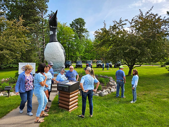 Gather 'round, folks! Claire's holding court, and everyone's all ears. It's not every day you get wisdom from a giant talking bird.