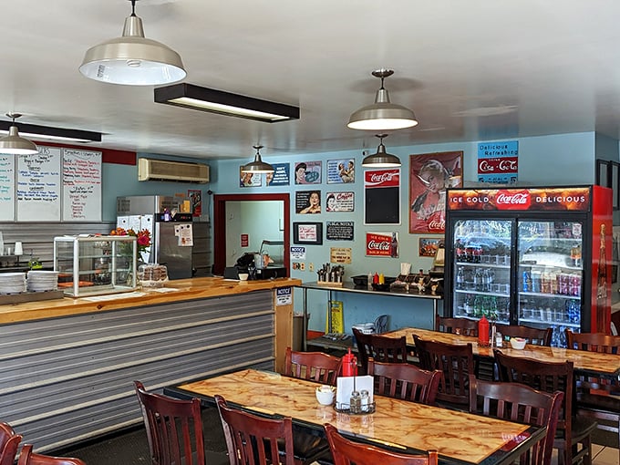 Step inside and travel back in time! The retro decor and Coca-Cola memorabilia create an atmosphere so nostalgic, you'll half expect to see the Fonz walk in for a milkshake.