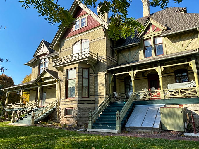 Queen Anne meets mad scientist chic. Those original light fixtures are steampunk chandeliers straight out of a sci-fi novel.