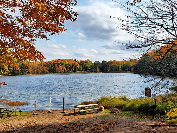 Fall in love with fall all over again. Bass Lake in autumn is like Mother Nature's own masterpiece gallery.