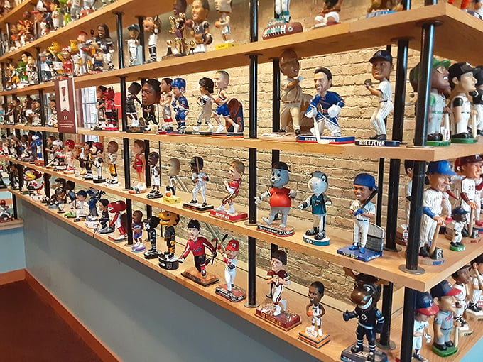 From home run kings to gridiron heroes, these shelves are a sports fan's dream come true.