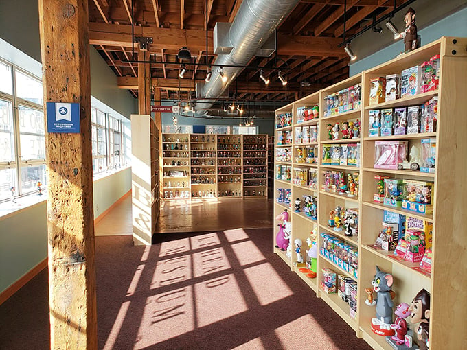 From cartoon characters to silver screen icons, this shelf is a whimsical walk through entertainment history.